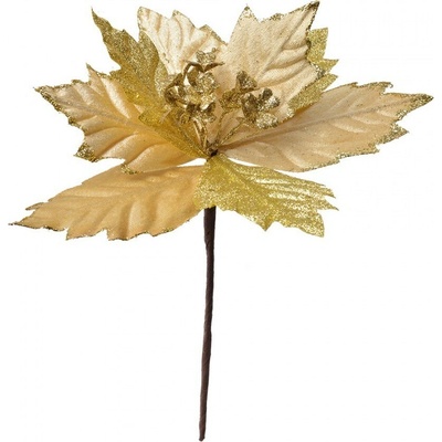 Zlatá umelá kvetina vianočná hviezda Poinsettia - Ø 21*25 cm - Clayre & Eef
