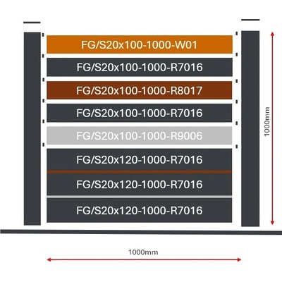 UMAKOV Vzorek plotu 1x1m volně stojící pro ploché lamely FG/S20, FG/Sample-01