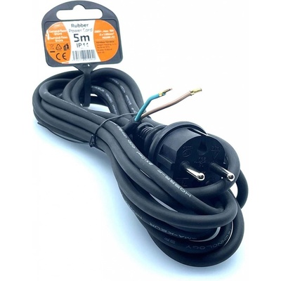 SOLIGHT flexo šnúra, 2x 1mm2, gumová, čierna, 5m