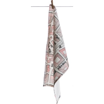 Born in Sweden Малка кухненска кърпа Sweden from Above City 50 x 70 см червена (7340191)