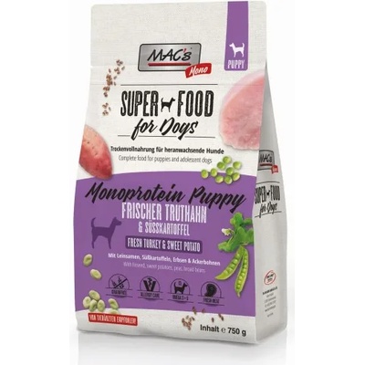 MAC's Mac’s Monoprotein Dog Puppy GRAIN FREE - висококачествена храна за подрастващи кучета от всички породи, податливи на алергии, с пуйка, 0, 750 кг - Германия - 90513