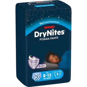 Huggies Нощни пелени гащи Huggies DryNites - For Boy, 8-13 години, 30-48 kg, 9 броя (5029053527598) - ozone