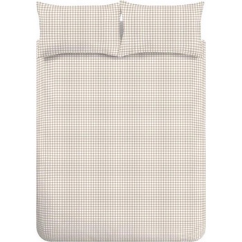 Catherine Lansfield Бежово двойно /удължено 3 части спално бельо 230x220 cm Bamford Gingham Check - Catherine Lansfield (BD/61204/W/KQS/NT)