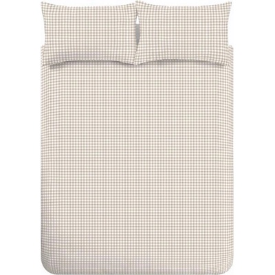 Catherine Lansfield Бежово двойно /удължено 3 части спално бельо 230x220 cm Bamford Gingham Check - Catherine Lansfield (BD/61204/W/KQS/NT)