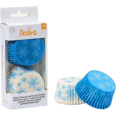 Decora Košíček na muffiny 36ks sněhové vločky 5x3,2cm