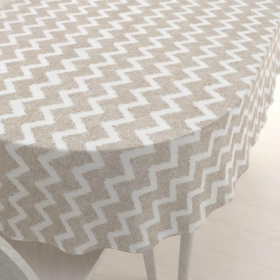 Biante Dekorační oválný ubrus Porto PRT-006 Režný cik-cak 130x200 cm