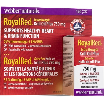 Webber Naturals Крил масло Плюс Омега-3 и Астаксантин RoyalRed® 120 софтгел капсули | Webber Naturals (5248 WN)