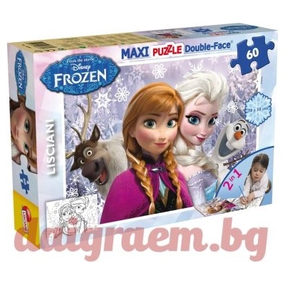 Lisciani Пъзел lisciani 46881 - 60 части - Замръзналото кралство, двулицев пъзел (li46881)