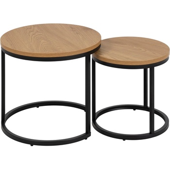 Actona Кръгли странични масички в комплект от 2 бр. с дъбов плот ø 45 cm Spiro - Actona (0000096285)