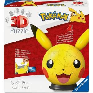 Ravensburger - Puzzle 3D PuzzleBall Pokemon: Pikachu with Ears - 40 - 99 piese