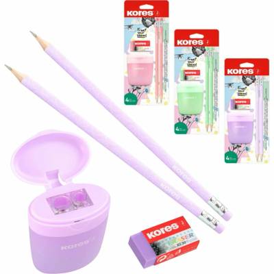 Kores Kores Pastel Set ořezávátko 2 tužky pryž 40317