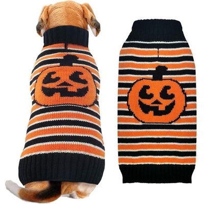 ABRRLO halloweenský svetr pro mazlíčky pletené pruhované oblečení pro kočky a psy