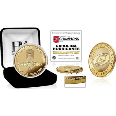 Highland Mint Pamětní mince Carolina Hurricanes NHL 2026 Stanley Cup Champions Limited Edition Gold-Plated