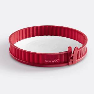 coox Силиконова форма за киш COOX с порцеланова основа в червен цвят - Ø26 х h4 см (COOX 1605-301)