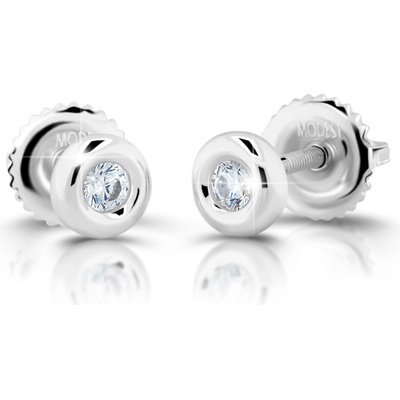 Modesi Minimalistické strieborné náušnice s kubickými zirkónmi M00924