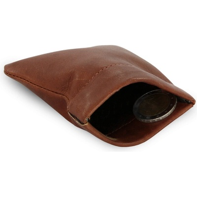 Kožená kapsa na mince s pružinou 519 7708 47 tmavě hnědá