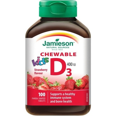 Jamieson Vitamín D3 pre deti jahoda na cmúľanie 100 tabliet