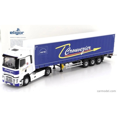 Eligor Renault T520 Truck Telonato Crouvezier Transports 2021 Bílá Modrá 1:43