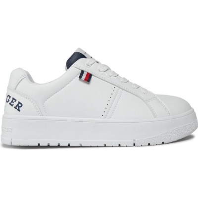 Tommy Hilfiger Сникърси Tommy Hilfiger Logo Low Cut Lace-Up Sneaker T3X9-33360-1355 S White/Blue X336 (Logo Low Cut Lace-Up Sneaker T3X9-33360-1355 S)