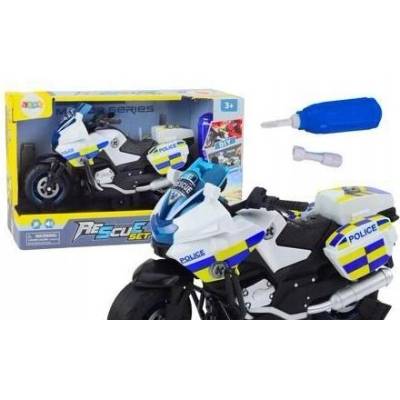 LEAN Toys Policejní motorka k sestavení, DIY, světla, zvuky, bílá