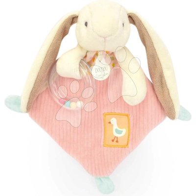 Doudou Darčeková sada ružová Zajačik Ciboulette s hrkálkou 21 cm
