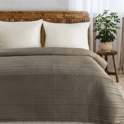 Eurofirany Jednoduchý prehoz TARA tmavo bežový - tmavobéžová Polyester 220x240 cm