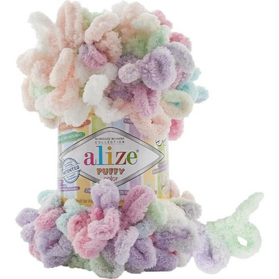 Alize příze Puffy color 6526 růžová, fialová, zelená, bílá