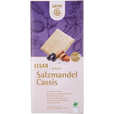 Gepa Bio vegan biela čokoláda so slanými mandľami, 100 g