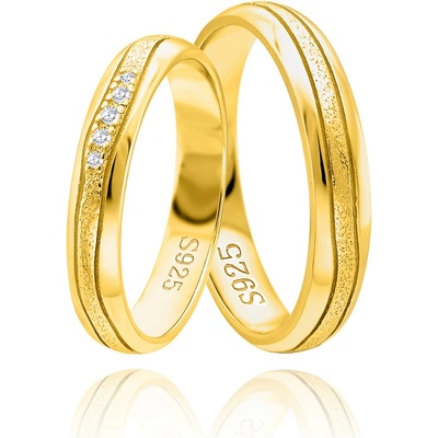 Olivie Snubný strieborný prsteň HARMONY GOLD 5924