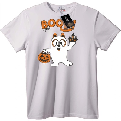 NOONEBRAND Тениска Halloween Бу с Призрак - 2XL, White
