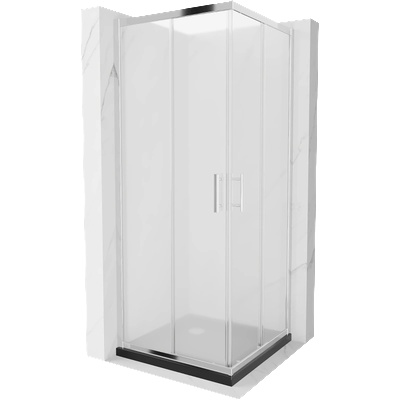 Mexen Rio квадратна душ кабина 80 x 80 см, матирана, хром + корито Flat, черно - 860-080-080-01-30-4070 (860-080-080-01-30-4070)