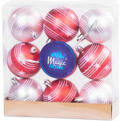 MagicHome Koule 9 ks červeno-růžové matné s dekorací na vánoční stromek 6 cm ST8091510