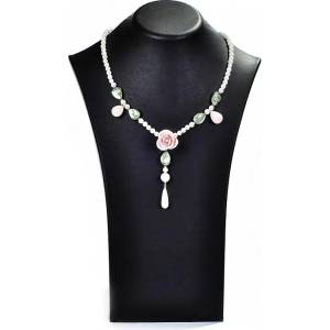 Dannyra Колие от естествена роза, перли Майорка и Swarovski, седеф Tender Rose Dannyra Jewels