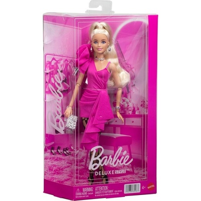 Mattel Barbie Deluxe Style Modelka v růžových šatech s volánem