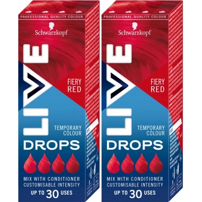 Schwarzkopf Live Drops Smyvatelná barva na vlasy Ohnivě Červená 30 ml x2