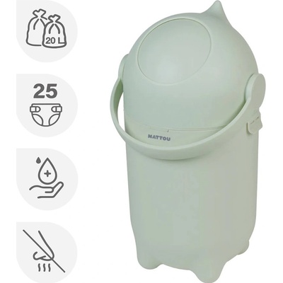 Nattou Koš na pleny Dropy Green 27 cm 20 litrů – Zboží Dáma