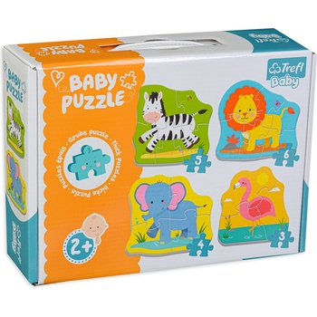 Trefl Бебешки пъзел Trefl 4 в 1 - Сафари животни (36073)
