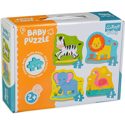 Trefl Бебешки пъзел Trefl 4 в 1 - Сафари животни (36073)