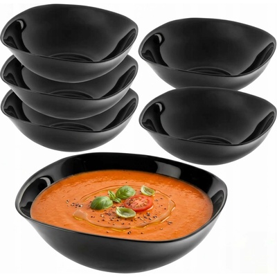 Altom Design Skleněné misky na polévku Black Harmony 17 cm 6 ks
