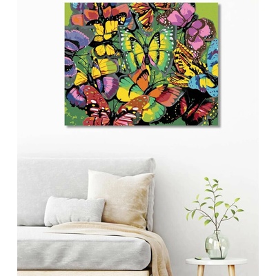 Diamondi Diamantové maľovanie - KŔDEĽ FAREBNÝCH MOTÝĽOV Rámovanie: bez rámu a bez vypnutia plátna, Rozmer: 40x50 cm