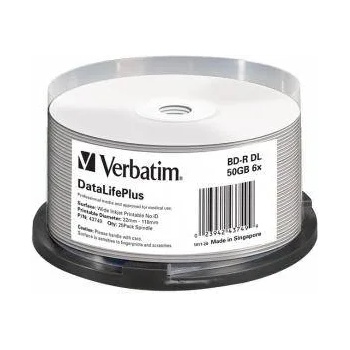 Verbatim BD-R дискове Verbatim, Dual Layer, 50GB, 6x (Wide Printable) - 25 броя в шпиндел