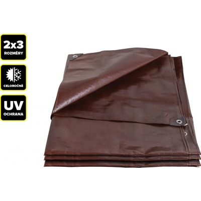Proteco 10.88-P200-2-3 plachta 2 x 3 m EXTRA SILNÁ nepromokavá s oky hnědá 200 g/m²
