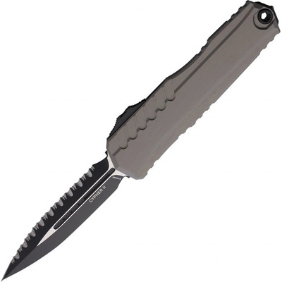 Microtech Cypher II D/E Black Full Serrated Natural Clear 1242-3NC