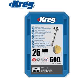 Kreg Tool Винтове за дърво 1 (25 мм), поцинковани комплект 500 бр. груба резба - Maxi-Loc / Kreg SML-C1-500 / (Kreg SML-C1-500)