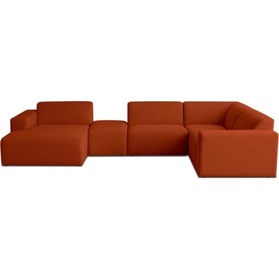 Scandic Ъглов диван от букле в тухлен цвят ("U" форма) Roxy - Scandic (U corner with small pouf left CM 31brick)