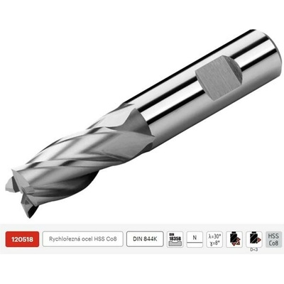 ZPS FN 120518.260 - Fréza na kov pr. 26 x121/45mm, čelní krátká 4-břitá nesouměrná, HSS-Co8, DIN 844