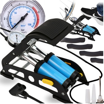 Silná nožní pumpa s manometrem pro kolo, auto, míč, matraci, kolo