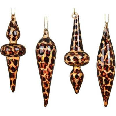 Decoris NENURODYTA_V Vánoční hračka na stromeček Leopard, hnědá, sklo