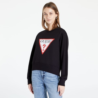 Guess Jeans Triangle Logo Crew-Neck Sweatshirt černá