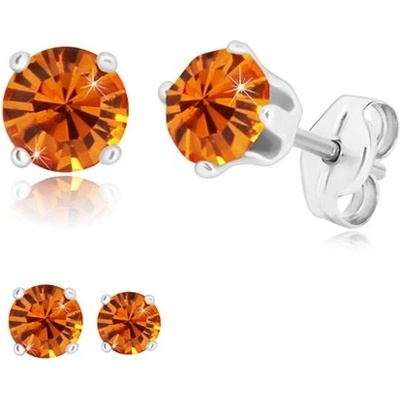 Šperky eshop kulatý třpytivý zirkon v medově oranžovém odstínu S48.22